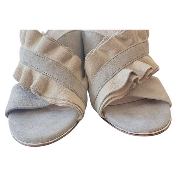Kenneth Cole Laken Suede Ruffle Slide Sandals Sz 9.5 Two-Tone Dusty Gray - Picture 7 of 8
